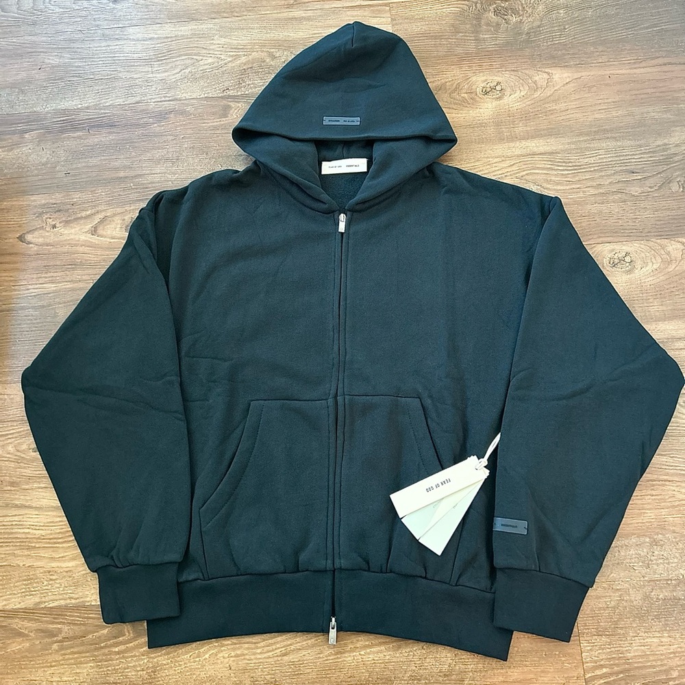 AUTHENTIC Fear of God Essentials Classic Fit Fleece Hoodie Jet Black Size Medium